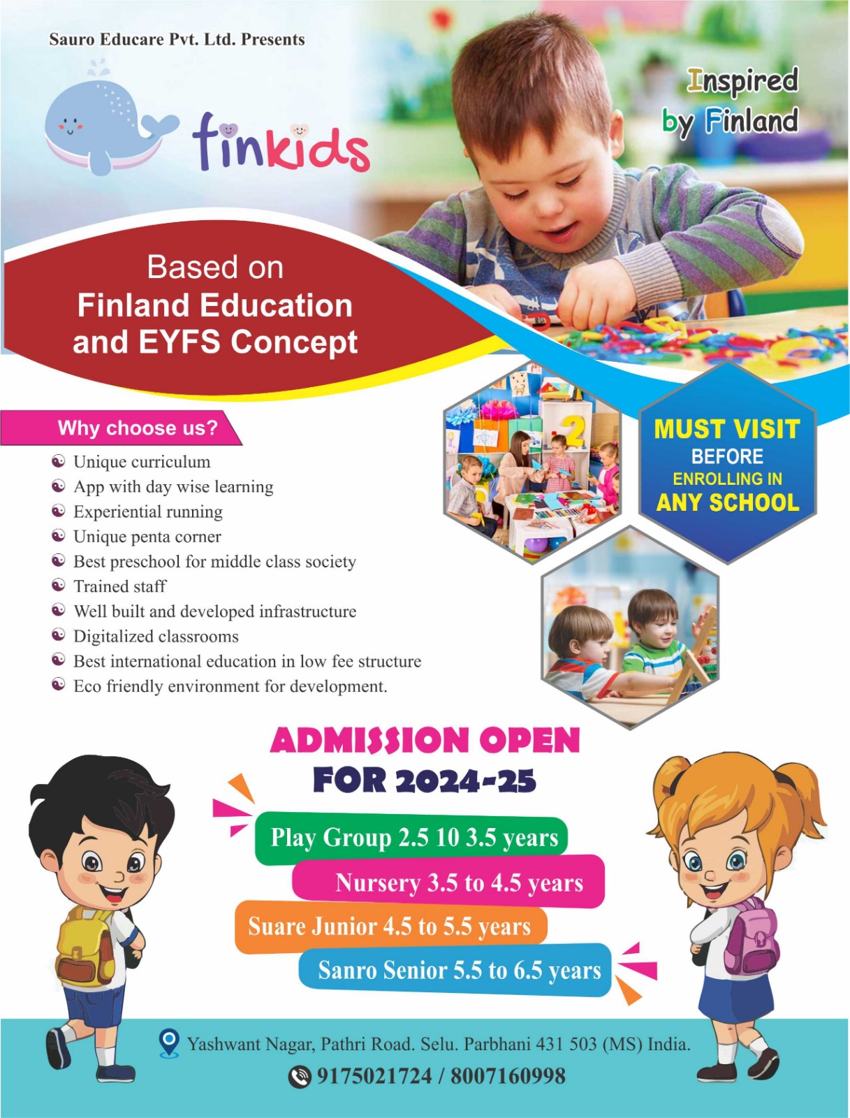 Admission Open for Finkids Pre School 2024-25